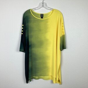 Clara Sun Woo Ombre Top  Size S Artsy Yellow Green Oversized Lagenlook Stretch